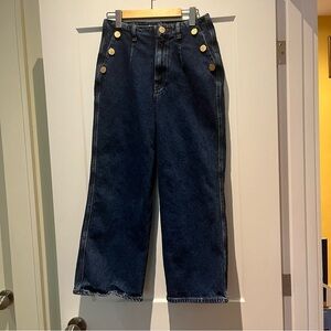 Zara Cropped Wide Leg Sailor Jeans in Dark Indigo